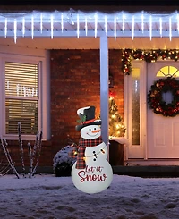 Glitzhome 36" Lighted Metal Christmas Let It Snow Snowman Yard Stake
