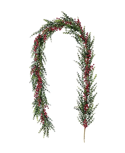 Glitzhome 9 ft Polyethylene Christmas Dripping Eucalyptus Garland with Berries
