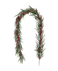 Glitzhome 9 ft Polyethylene Christmas Dripping Eucalyptus Garland with Berries