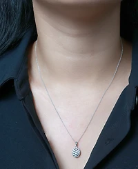 Diamond Octagon Halo Cluster 18" Pendant Necklace (1/10 ct. t.w.) in Sterling Silver, Macy's Exclusive