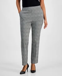 Ak Anne Klein Petite Glen Plaid Straight-Leg Pants