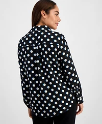 Ak Anne Klein Petite Dot-Print Shirt