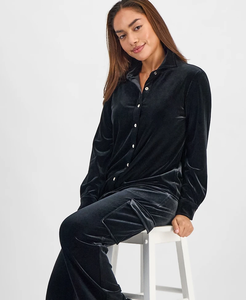 Ak Anne Klein Petite Velour Shirt