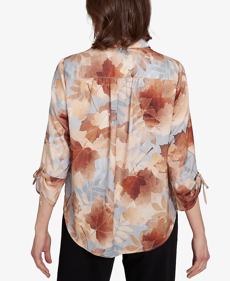 Alfred Dunner Petite Textured Leaf Top