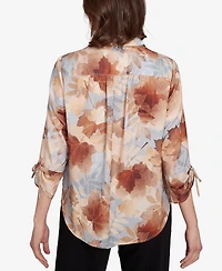 Alfred Dunner Petite Textured Leaf Top