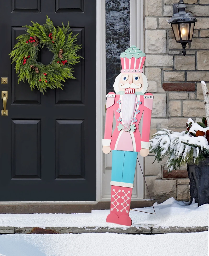 Glitzhome 60" Wooden Christmas Nutcracker Porch Decor