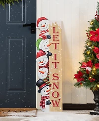 Glitzhome 41.75" Lighted Wooden Christmas Let It Snow Stack Snowman Porch Decor