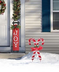 Glitzhome 30" Metal Christmas Candy Cane Yard Stake