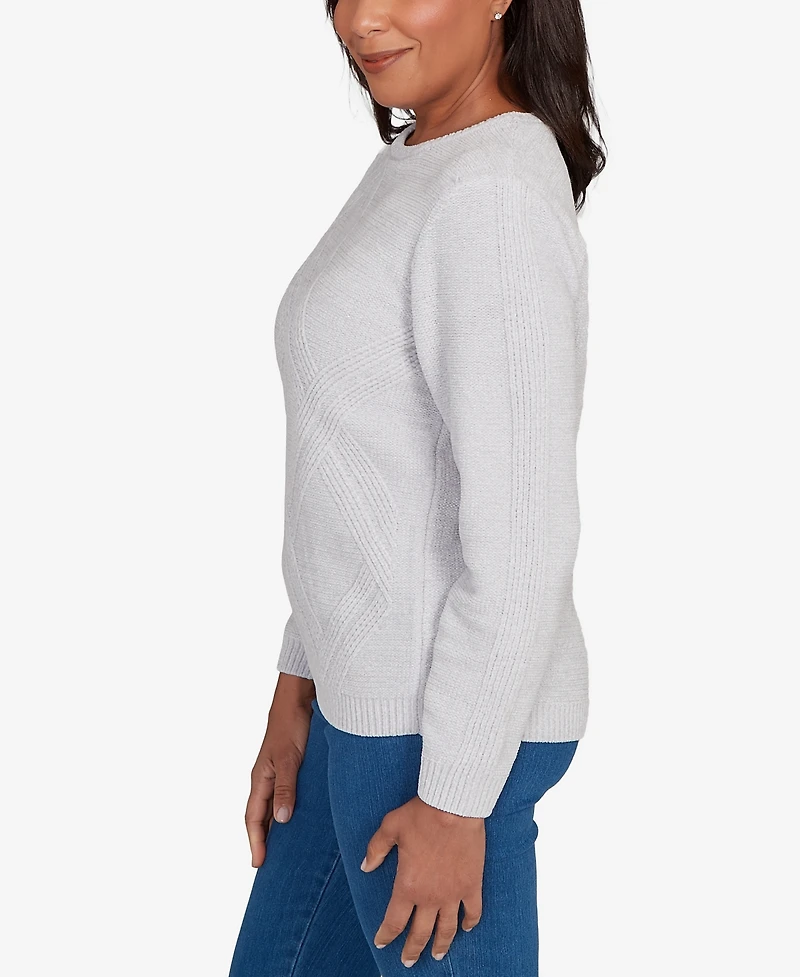 Alfred Dunner Petite Chenille Pullover Sweater