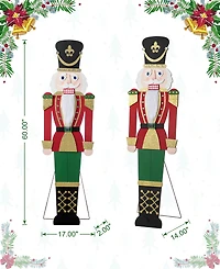 Glitzhome 60" Wooden Christmas Traditional Nutcracker Porch Decor