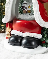 Glitzhome 100mm Lighted Resin Christmas Snowflakes Snowman Water Globe