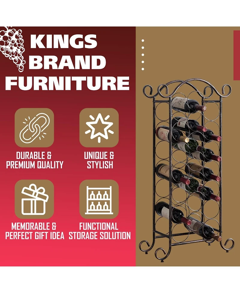 Kings Brand Furniture Floor Freestanding Metal Wine Rack, Wine Bottle Holder Stands, Wine Storage for Home Bar
