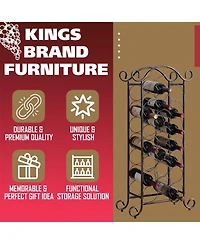 Kings Brand Furniture Floor Freestanding Metal Wine Rack, Wine Bottle Holder Stands, Wine Storage for Home Bar