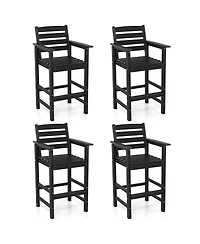 Gymax Patio Bar Stools Set of 4 Tall Adirondack Chair w/ Backrest Armrests & Footrests