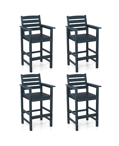 Gymax Patio Bar Stools Set of 4 Tall Adirondack Chair w/ Backrest Armrests & Footrests