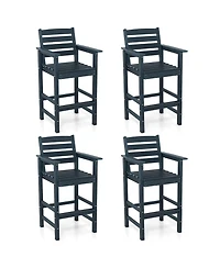 Gymax Patio Bar Stools Set of 4 Tall Adirondack Chair w/ Backrest Armrests & Footrests