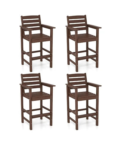 Gymax Patio Bar Stools Set of 4 Tall Adirondack Chair w/ Backrest Armrests & Footrests