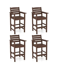 Gymax Patio Bar Stools Set of 4 Tall Adirondack Chair w/ Backrest Armrests & Footrests