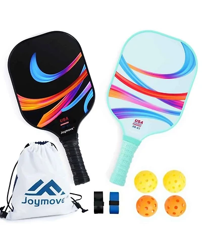 Joymove Pickleball Paddles Set of 2, Usapa Approved Pickleball Paddle, Fiberglass Pickleball Set with Lightweight Pickleball Rackets, 4 Pickleballs an