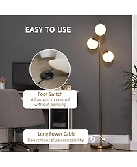 Homcom Modern Floor Lamp with Globe Shades, Sding Lamp,