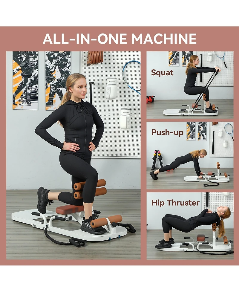 Soozier Sissy Squat Machine Hip Thrust Machine with Push Up Sd,