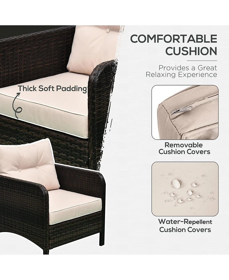 Outsunny 5-Piece Outdoor Rat Patio Set with Table
