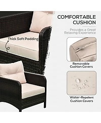 Outsunny 5-Piece Outdoor Rat Patio Set with Table