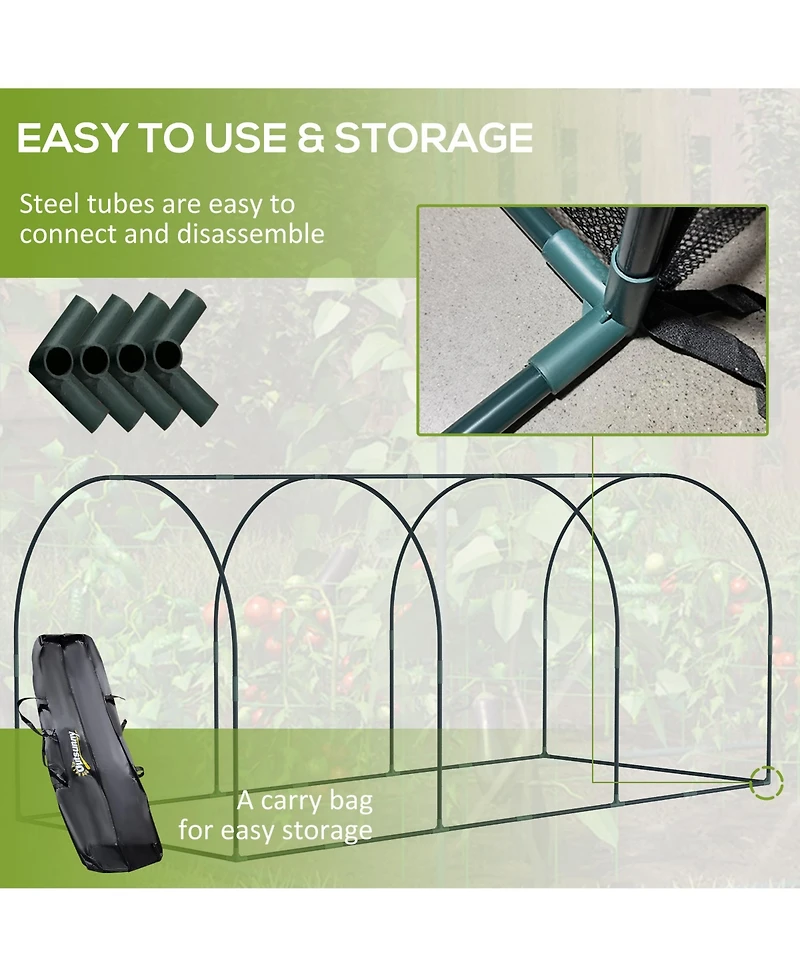 Outsunny 9 x 4ft Crop Cage with Zippe Doors and Storage Bag,