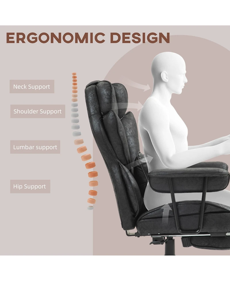 Homcom 396lbs. Big and Tall Massage Office Chair with Footrest,