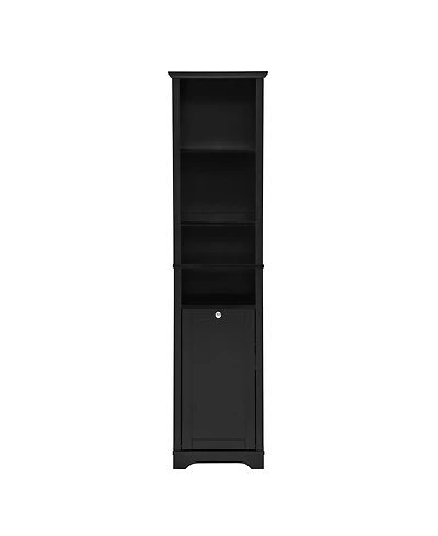 Casainc 64" Tall Bathroom Storage Cabinet with Adjustable Shelves, Laundry Hamper & Hidden