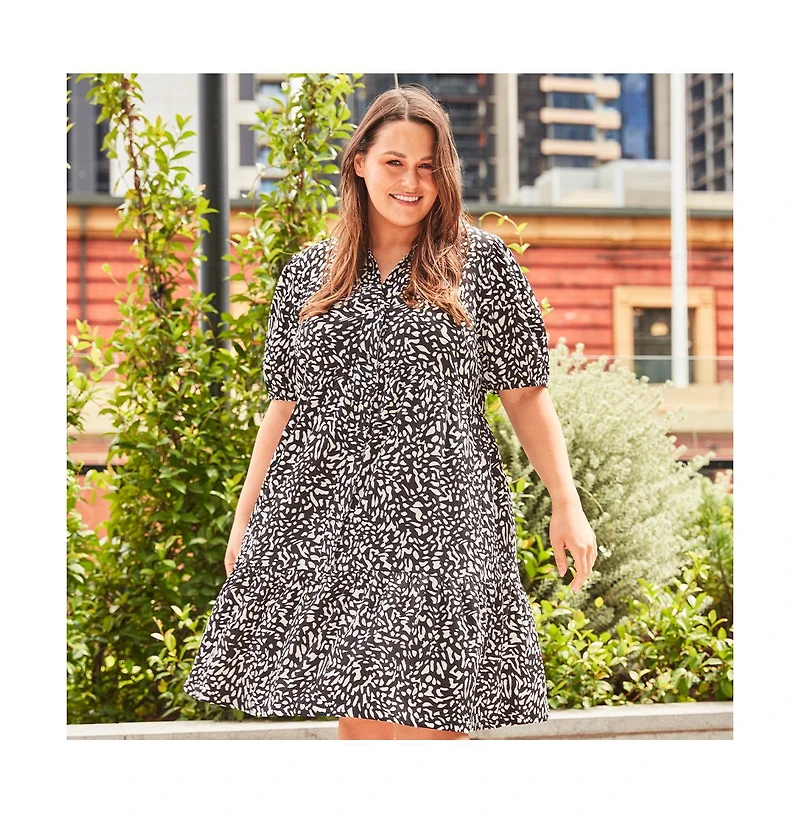 Estelle Plus Size Abstract Spot Shirt Dress