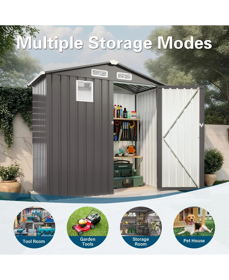 Streamdale Furniture 6X3.5FT Metal Outdoor Storage Shed Gray