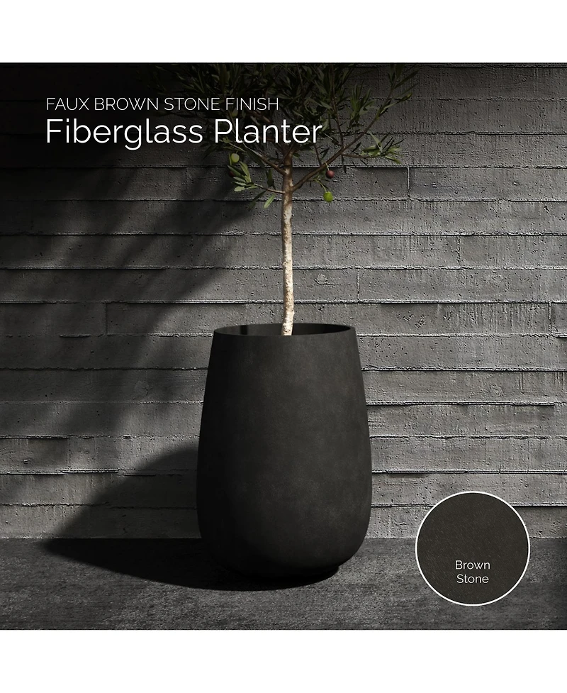 Cosapots Mondo High Tall Planter – Stone Finish Fiberglass Indoor/Outdoor and Weather-Resistant Round D x H