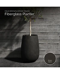 Cosapots Mondo High Tall Planter – Stone Finish Fiberglass Indoor/Outdoor and Weather-Resistant Round D x H