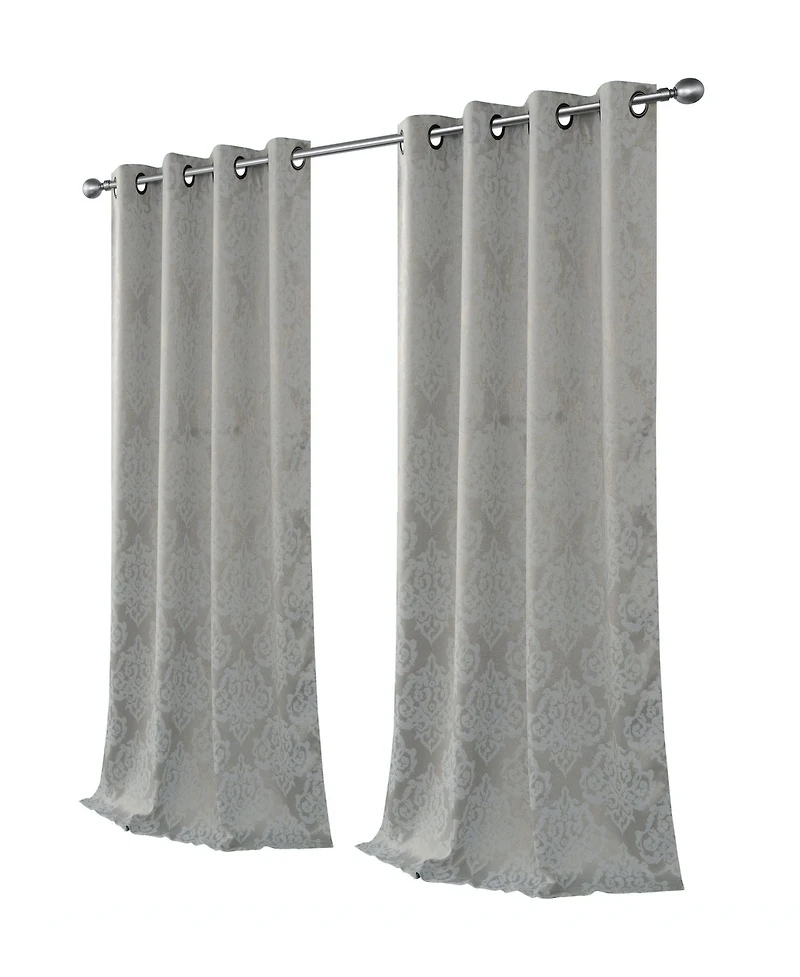 Kate Aurora Living 2 Pack Delaney Room Darkening Damask Print Grommet Curtain - 52 in. W x 84 L
