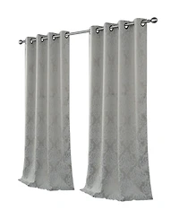 Kate Aurora Living 2 Pack Delaney Room Darkening Damask Print Grommet Curtain - 52 in. W x 84 L