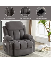 Swinging Recliner Massage Heated Sofa with Usb and 2 Cup Holders