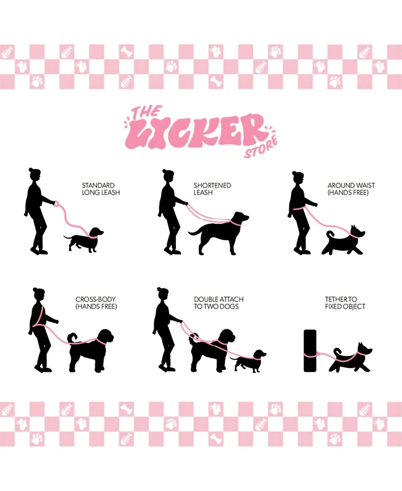 The Licker Store, Luna 8FT Adjustable 6-in-1 Waterproof Hands-Free Leash and Collar with Led Flashlight, Bag Dispenser