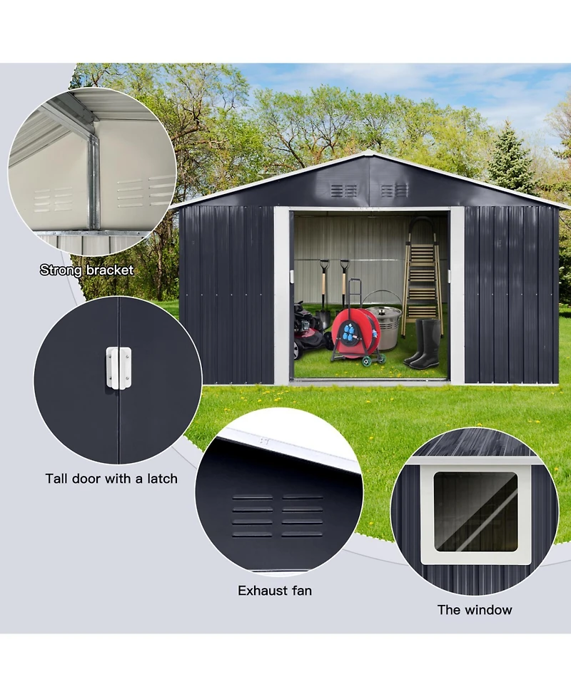 Streamdale Furniture Metal garden sheds 11.2ftx10.6ft outdoor storage sheds Grey with window