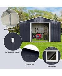 Streamdale Furniture Metal garden sheds 11.2ftx10.6ft outdoor storage sheds Grey with window