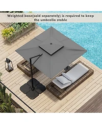 Gymax Patio 9.5FT Square Cantilever Offset Umbrella Double Vented 360 Heavy Duty