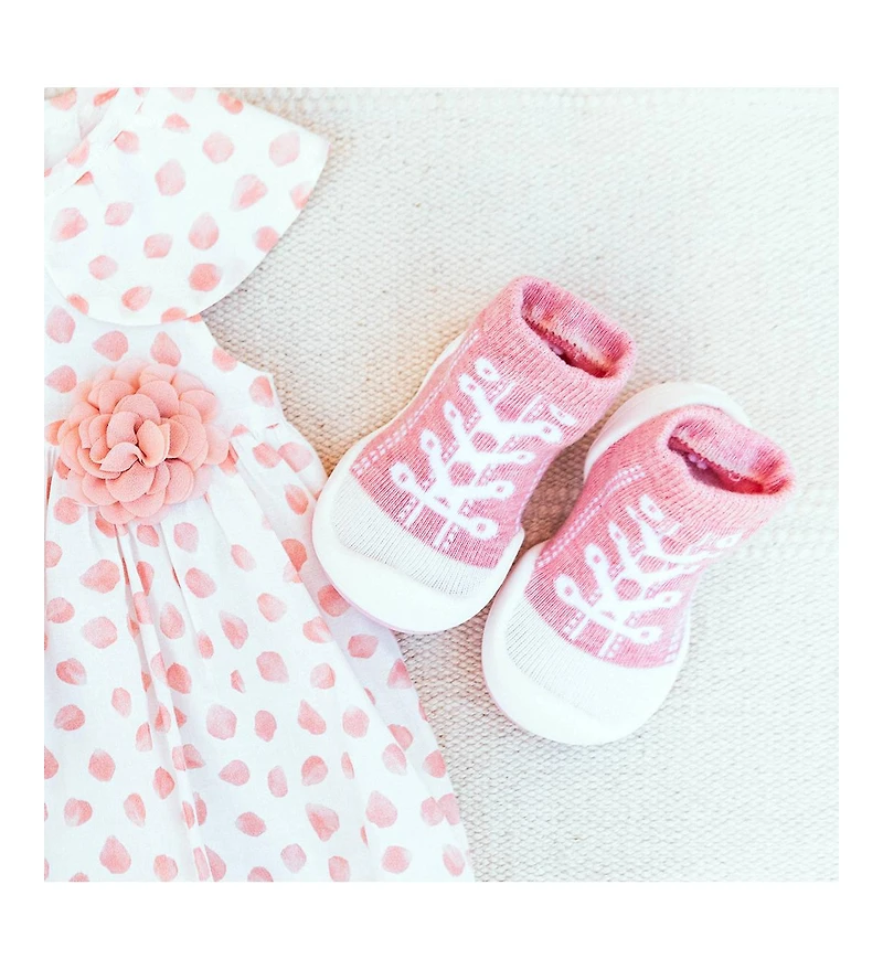 Komuello Infant Girl Breathable Washable Non-Slip Sock Shoes Sneakers - Pink
