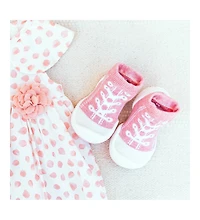 Komuello Infant Girl Breathable Washable Non-Slip Sock Shoes Sneakers - Pink