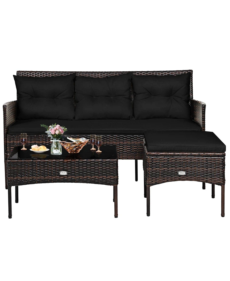 Slickblue Modular 3-Piece Patio Sectional Sofa Set with Thick Cushions – Ideal for Backyard or Porch Lounging