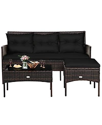 Slickblue Modular 3-Piece Patio Sectional Sofa Set with Thick Cushions – Ideal for Backyard or Porch Lounging