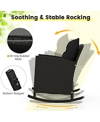 Slickblue Weather-Resistant 3-Piece Patio Rocking Chair Set with Cushions and Tempered Glass Table – Ideal for Outdoor Lounging