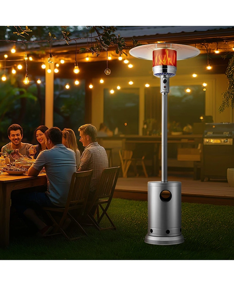 Slickblue Hammered Finish Tall Propane Heater with Integrated Table – Elegant Outdoor Heating Solution for Patio or Garden