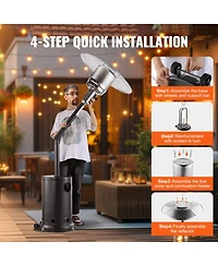 Slickblue Hammered Finish Tall Propane Heater with Integrated Table – Elegant Outdoor Heating Solution for Patio or Garden