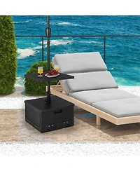 Gymax Patio 175lbs Fillable Umbrella Base w/ Table Tray Wheeled 3-in-1 Stand Outdoor