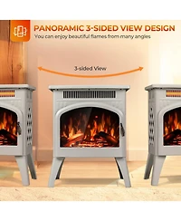 Cowsar Electric Fireplace Heater 17" with Remote Control, Cathedral Stylish, Different Flame Effects and Log Set Colors, Adjustable Brightness an